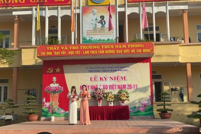 TRƯỜNG THCS NAM PHONG TỔ CHÚC CHÀO MỪNG NGÀY NHÀ GIÁO VIỆT NAM 20-11